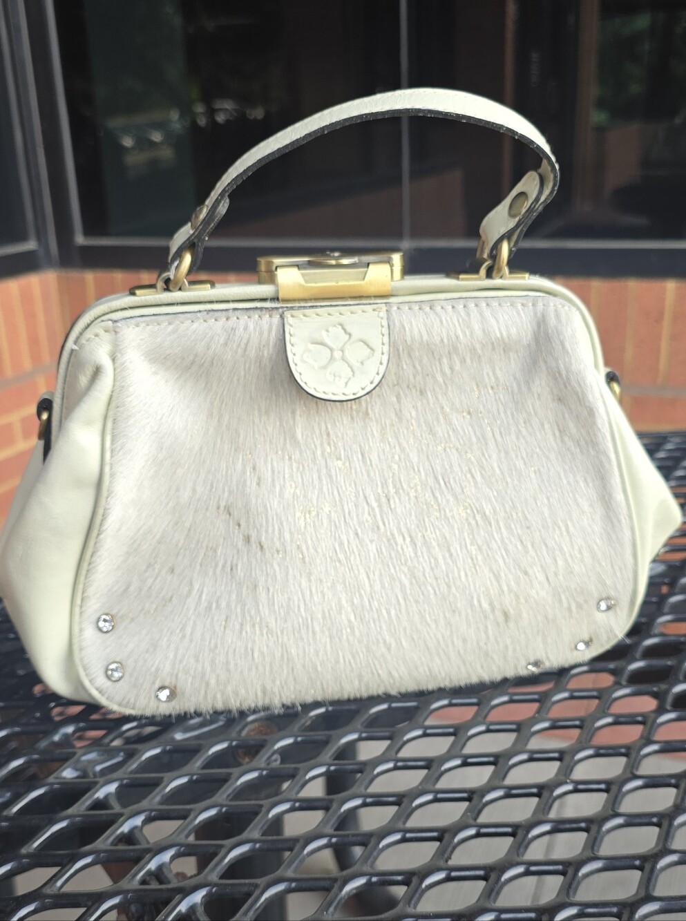 PATRICIA NASH Metallic Gracchi Satchel Calf Hair Leather Western Bag